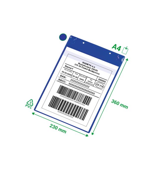 Magnetic Logistic ID Pocket with Flap, with Neodymiums, A5, Landscape