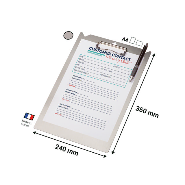 Clipboard, Aluminium, A4, Portrait