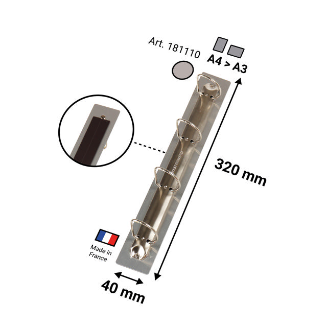 Magnetic 4-Ring Display Support, Aluminium, A4