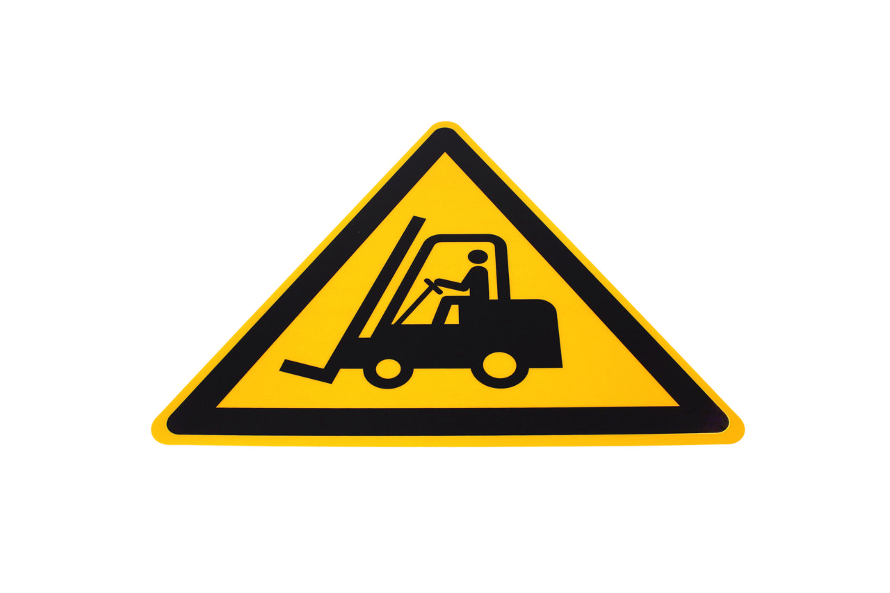 Adhesive safety pictogram, Caution forklifts