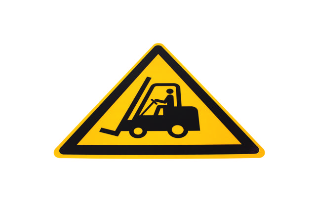 Adhesive safety pictogram, Caution forklifts