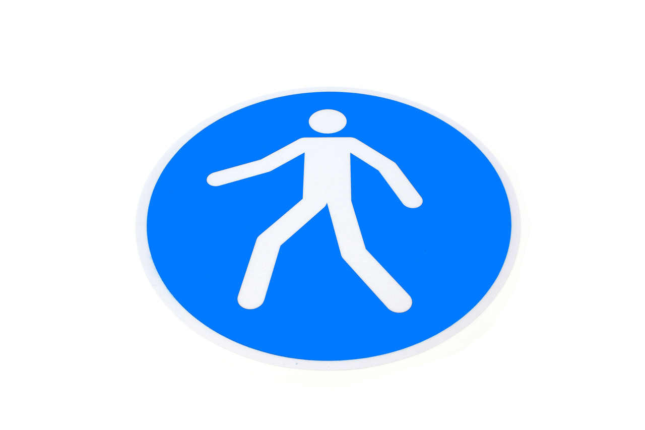 Adhesive safety pictogram, Use pedestrian walkway