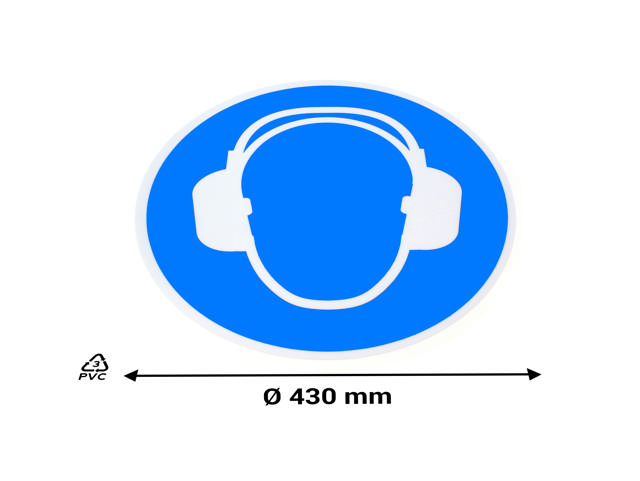 Adhesive safety pictogram, Wear ear protection