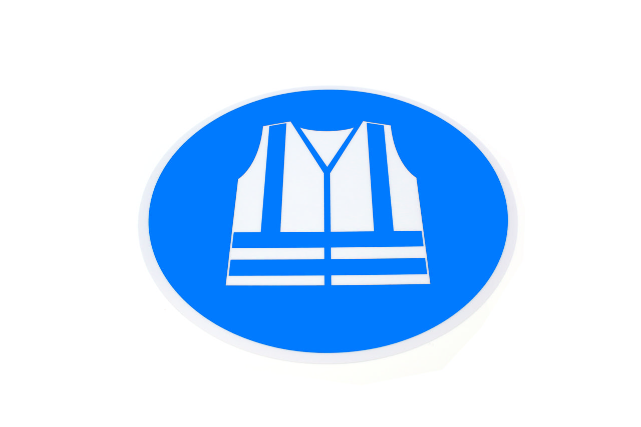 Adhesive safety pictogram, Wear high visibility safety vest