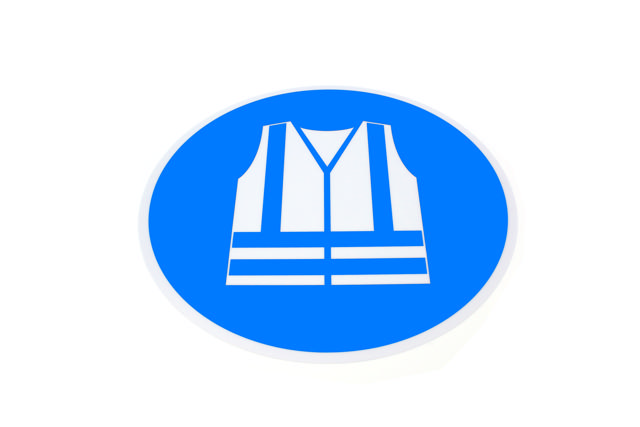 Self-adhesive safety pictogram, Wear high visibility safety vest