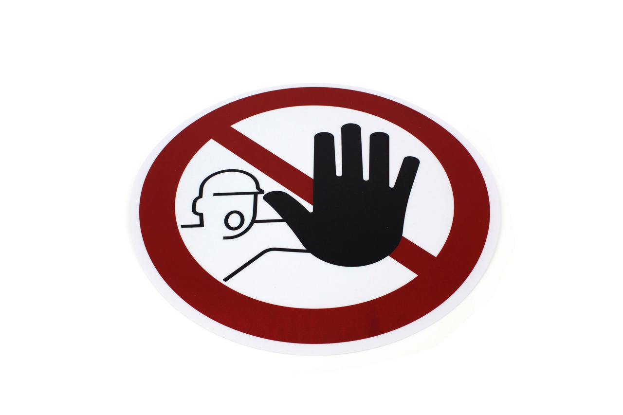 Adhesive safety pictogram, Entry prohibited to unauthorised personnel