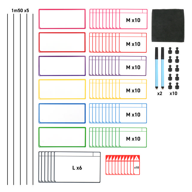 Magnetic Task Card Kit for Agile Board, 6 Columns, M Cards