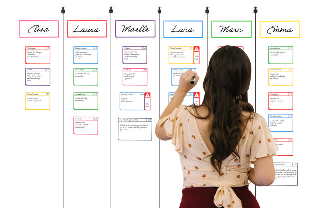 Magnetic Task Card Kit for Agile Board, 6 Columns, M Cards