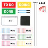 Magnetic Task Card Kit for Kanban Board, 3 Columns, M Cards