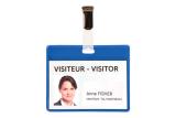 Visitor Badge Kit, PVC, with Inserts and Clips, Horizontal