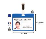 Visitor Badge Kit, PVC, with Inserts and Clips, Horizontal