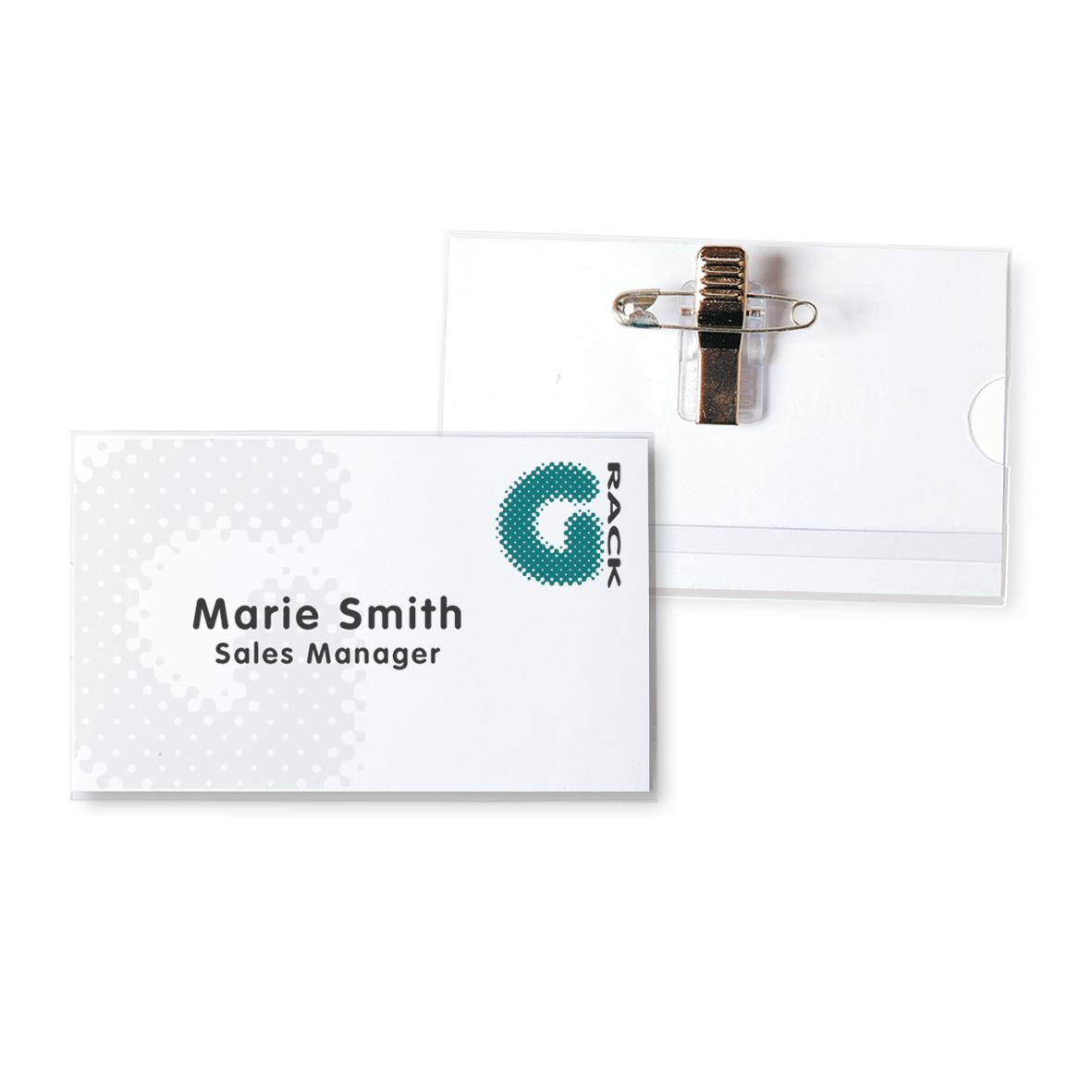 Pin Clip Name Badge, with Inserts, 40x75 mm