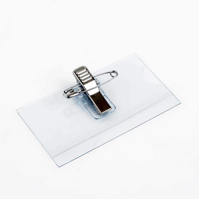 Pin Clip Name Badge, with Inserts, 40x75 mm