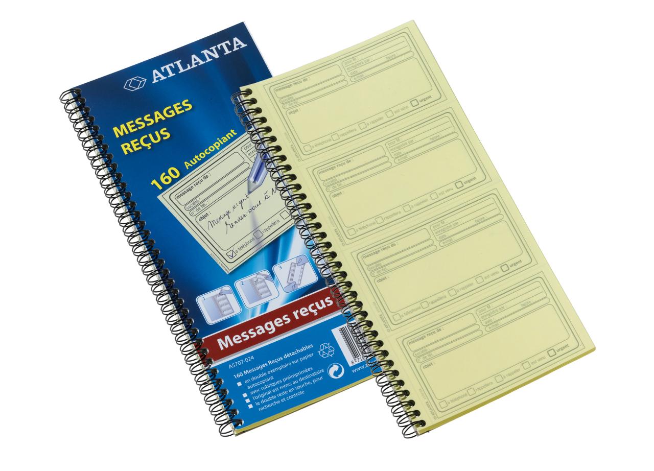 Altanta Telephone message, self-copying, 160 notes, French text, FSC® 