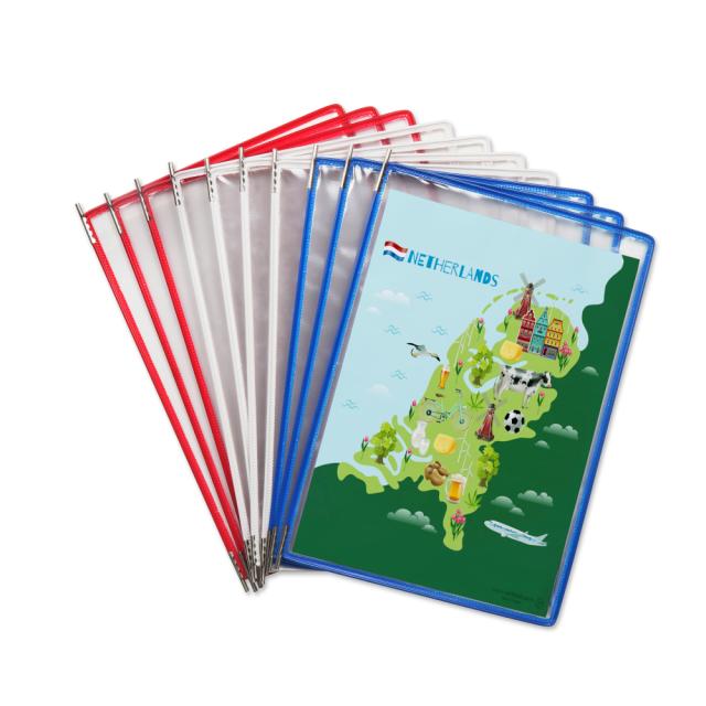 Tarifold Metal Wall Document Display System, A4, 10 Pockets, FR/UK/NL/CZ Colours