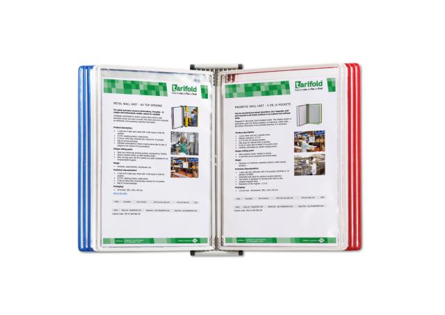 Tarifold Metal Wall Document Display System, A4, 10 Pockets, FR/UK/NL/CZ Colours