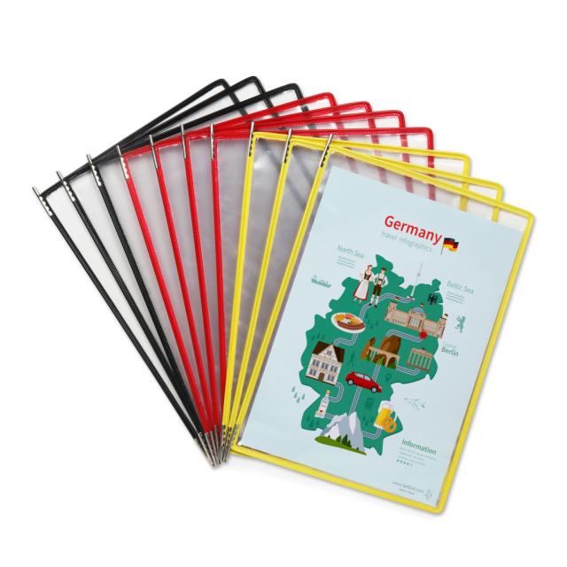 Tarifold Metal Wall Document Display System, A4, 10 Pockets, Germany Colours