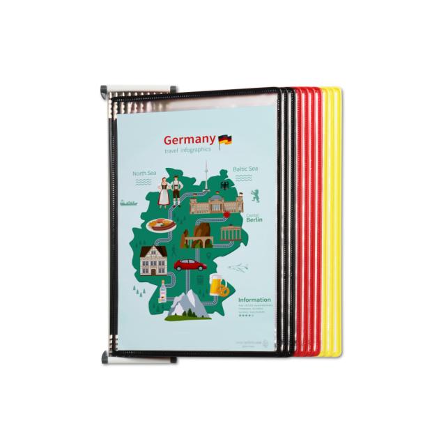 Tarifold Metal Wall Document Display System, A4, 10 Pockets, Germany Colours