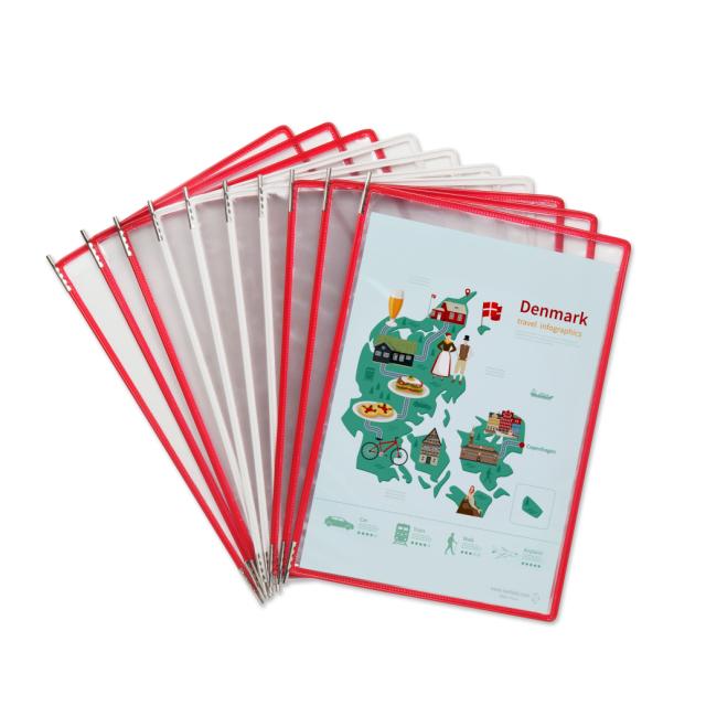 Tarifold Metal Wall Document Display System, A4, 10 Pockets, Denmark Colours