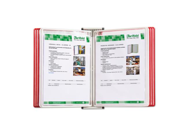 Tarifold Metal Wall Document Display System, A4, 10 Pockets, Denmark Colours