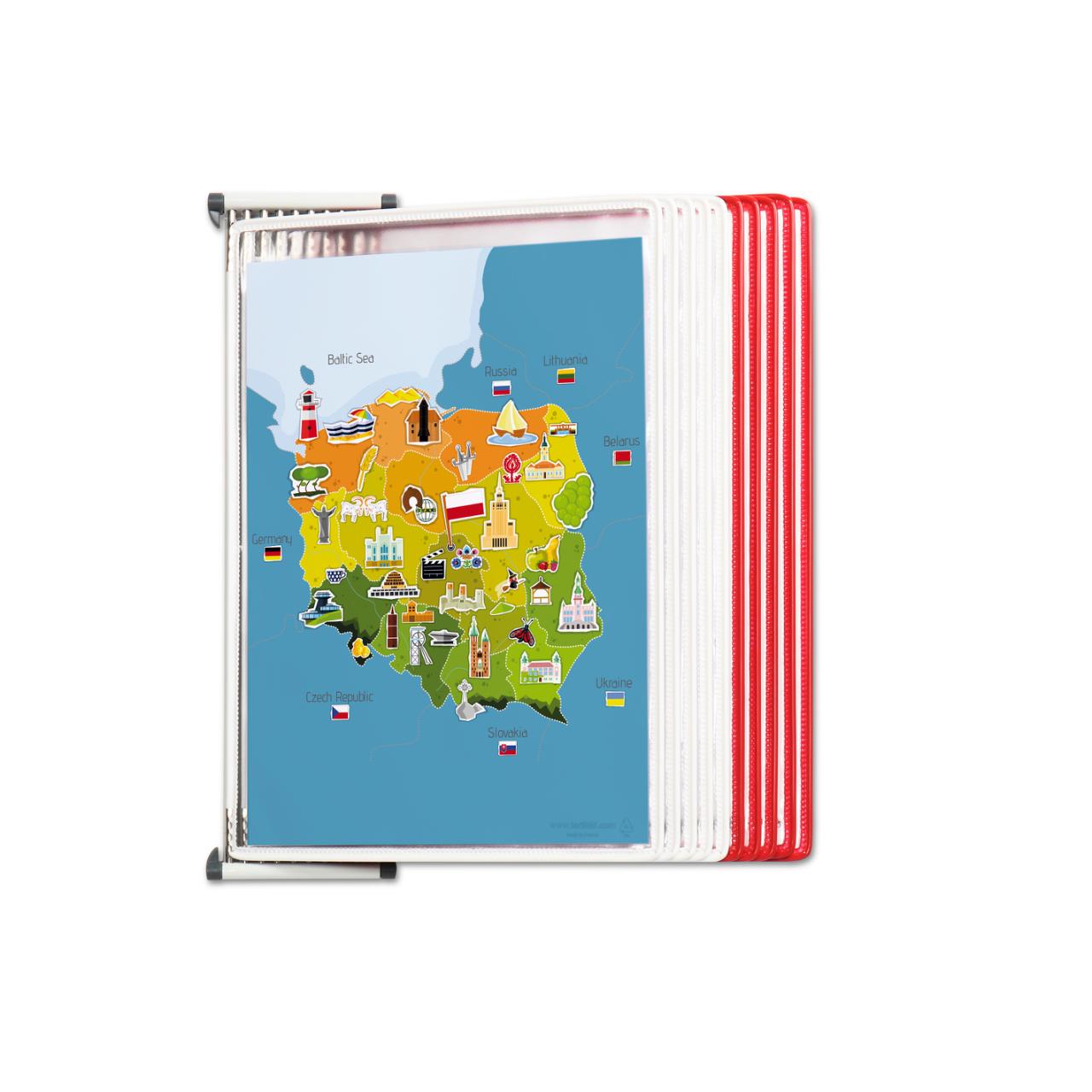 Tarifold Metal Wall Document Display System, A4, 10 Pockets, Poland Colours