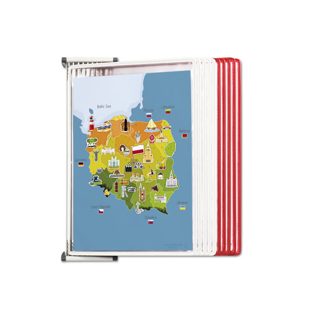 Tarifold Metal Wall Document Display System, A4, 10 Pockets, Poland Colours