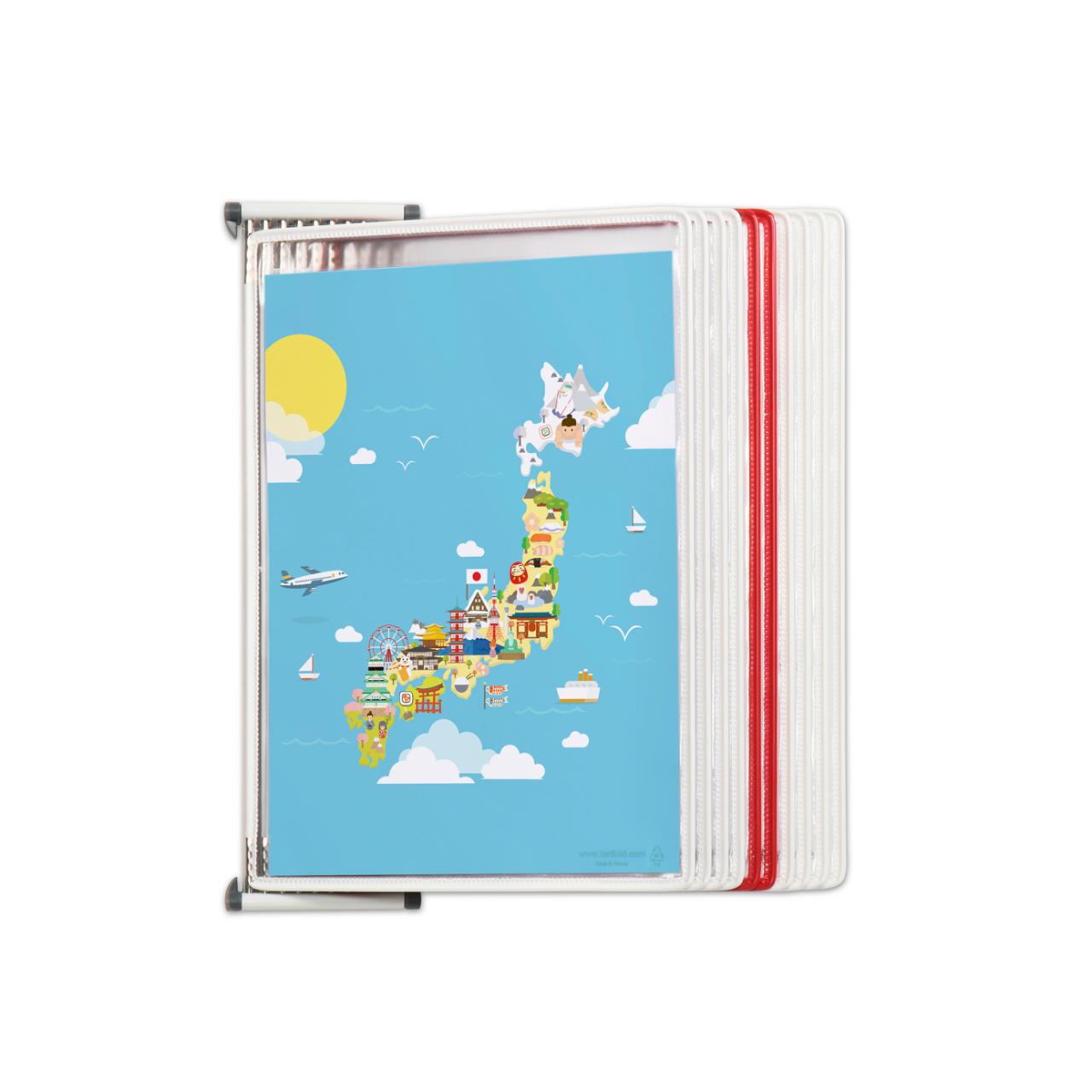 Tarifold Metal Wall Document Display System, A4, 10 Pockets, Japan Colours