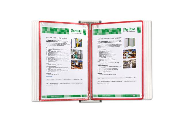 Tarifold Metal Wall Document Display System, A4, 10 Pockets, Japan Colours