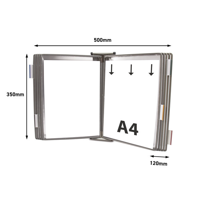 Tarifold Metal Wall Document Display System, A4, 10 Pockets (Colour Packaging)