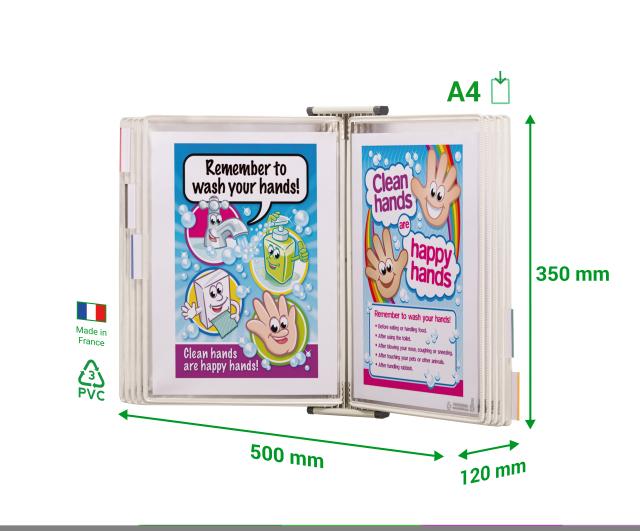 Tarifold Antimicrobial Wall Document Display System, A4, 10 Pockets