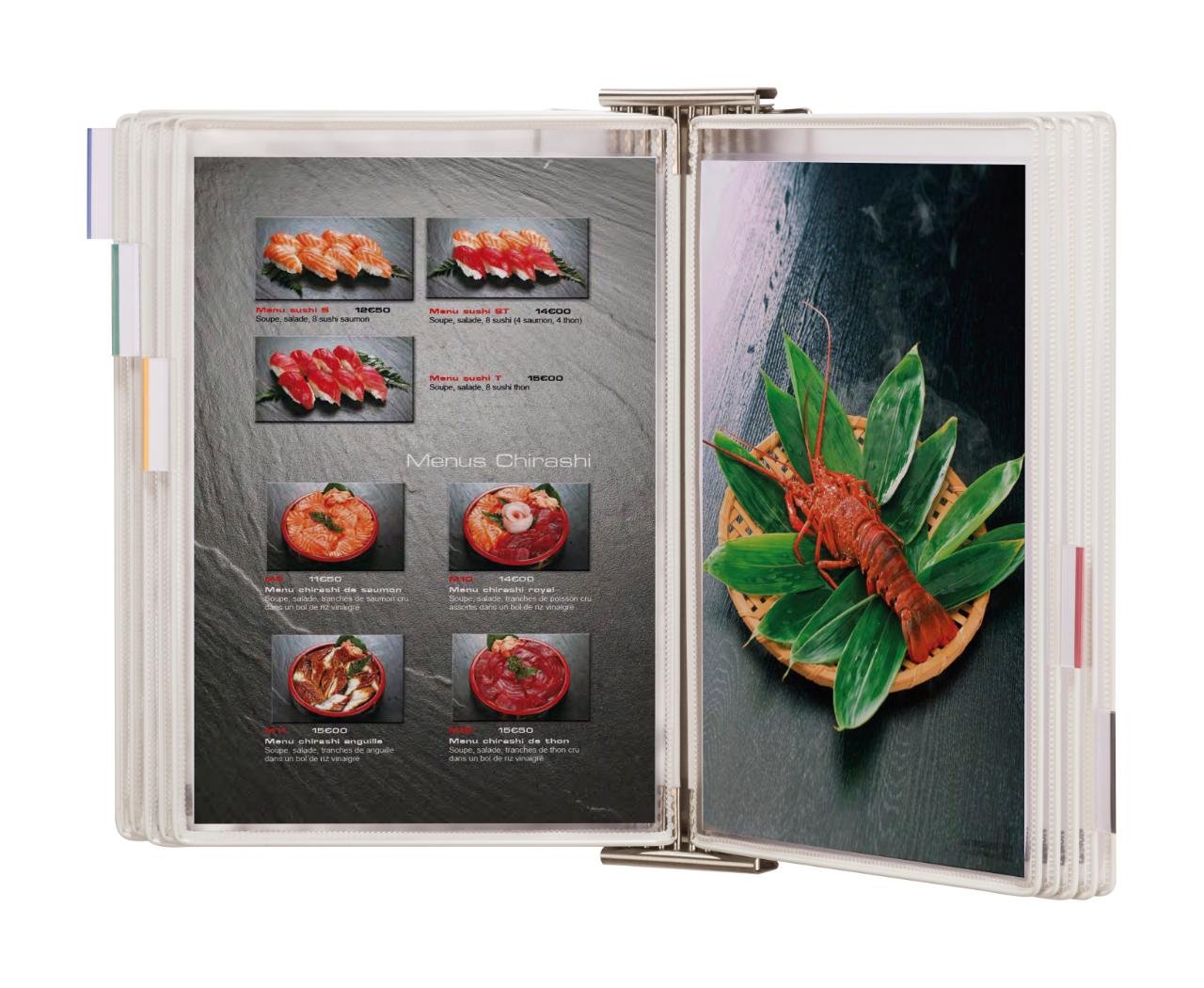 Tarifold Antimicrobial Stainless Steel Wall Document Display System, A4, 10 Pockets