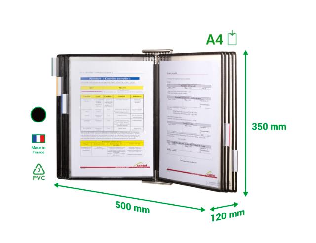 Tarifold Antimicrobial Stainless Steel Wall Document Display System, A4, 10 Pockets