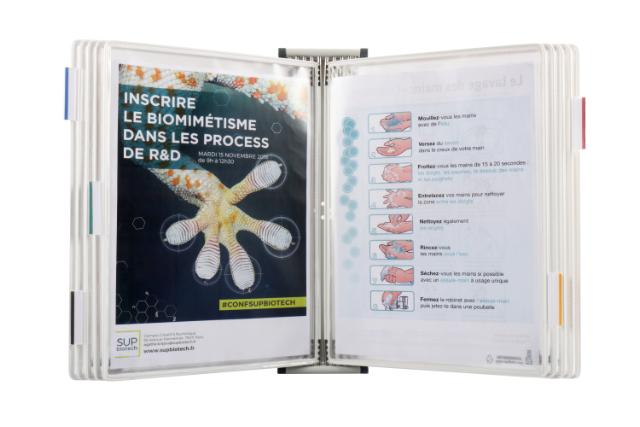 Tarifold Antimicrobial Magnetic Wall Document Display System, A4, 10 Pockets