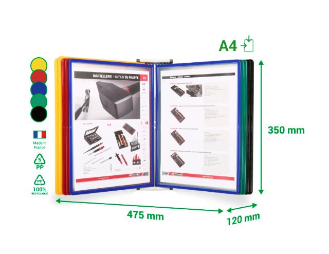 Tarifold Easy Load Wall Document Display System, A4, 10 PP Pockets, Top Inner Corner Opening
