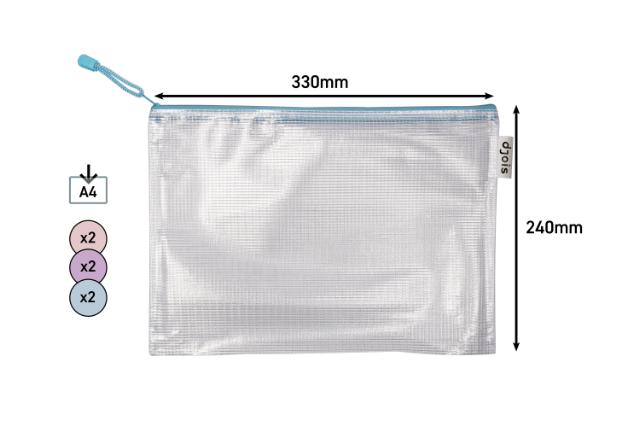 Pastel Zipper Storage Bag, A4