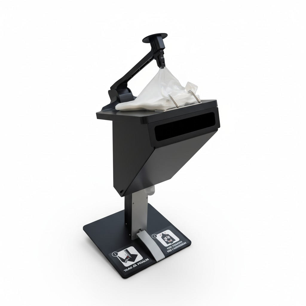 Glove dispenser with waste bin – floor-standing model