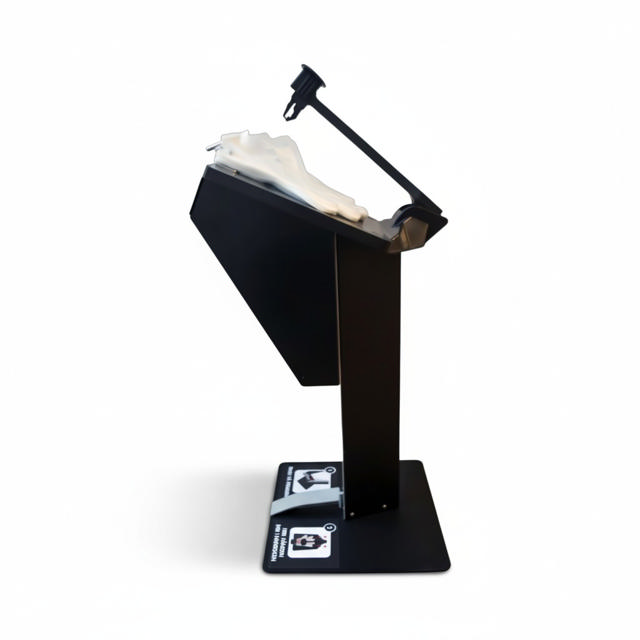 Glove dispenser with waste bin – floor-standing model