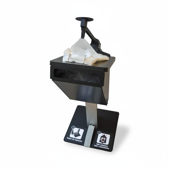 Glove dispenser with waste bin – floor-standing model