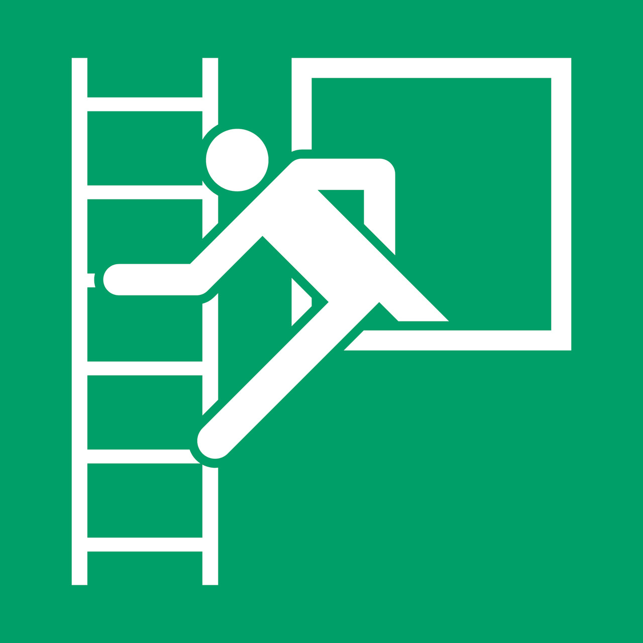 Safety Sign Emergency Window with Escape Ladder, 150 x 150 mm