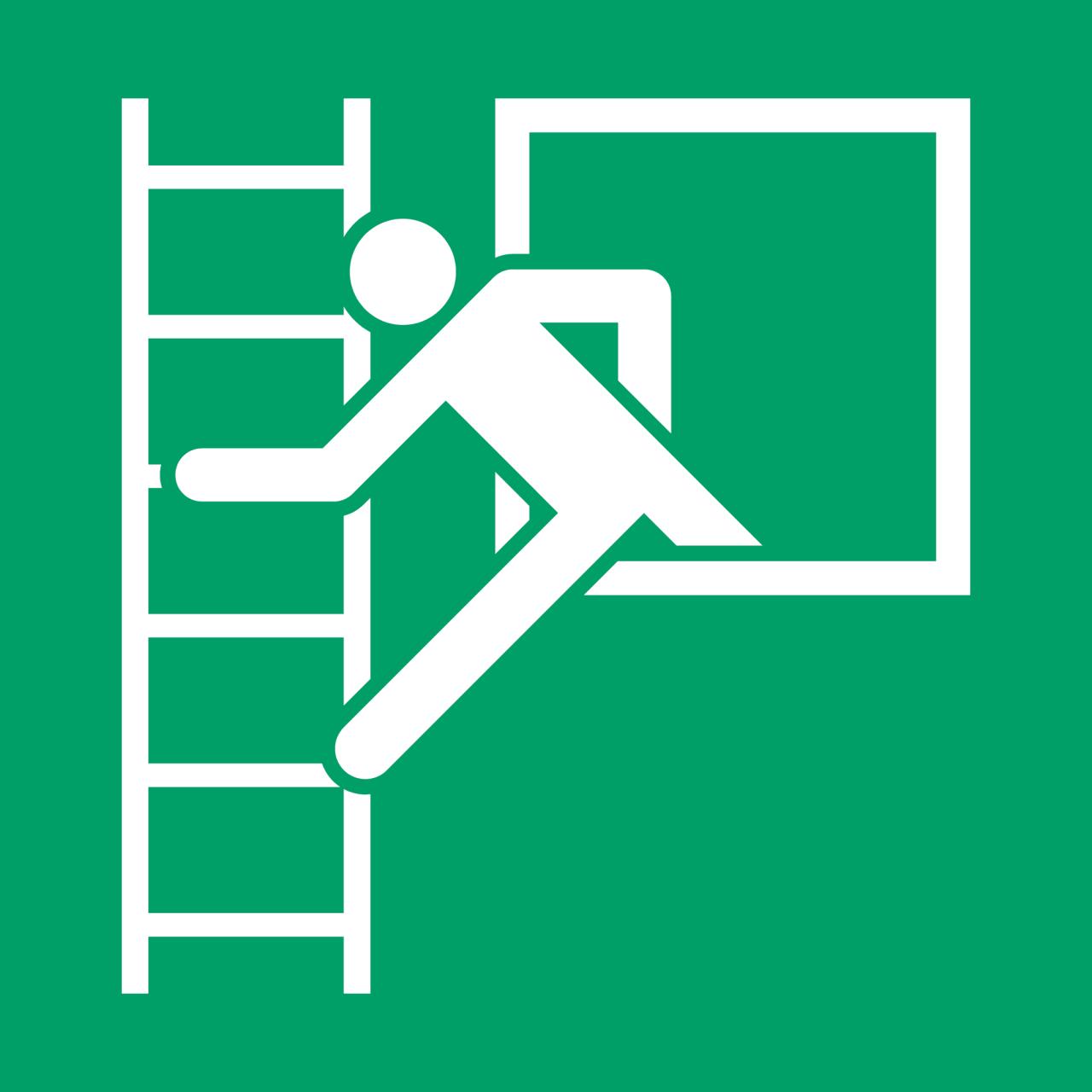 Safety Sign Emergency Window with Escape Ladder, 200 x 200 mm