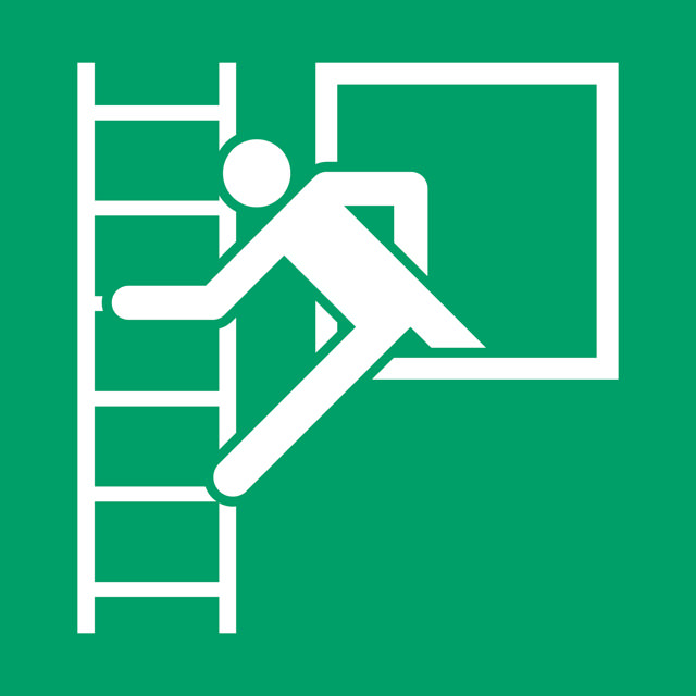 Safety Sign Emergency Window with Escape Ladder, 300 x 300 mm