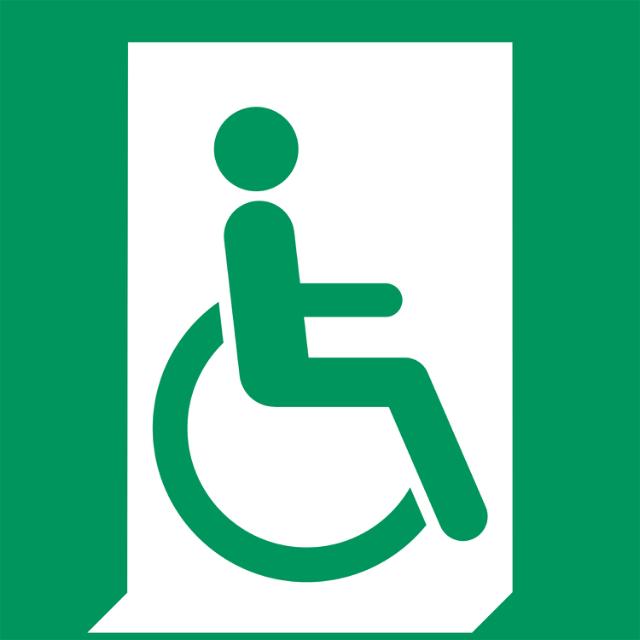 Safety Sign Emergency Exit for Disabled People, Right, 150 x 150 mm