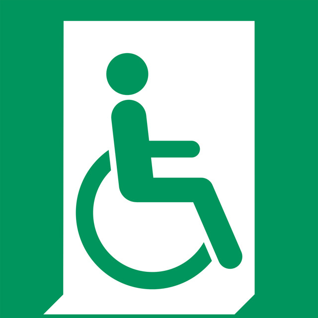 Safety Sign Emergency Exit for Disabled People, Right, 200 x 200 mm