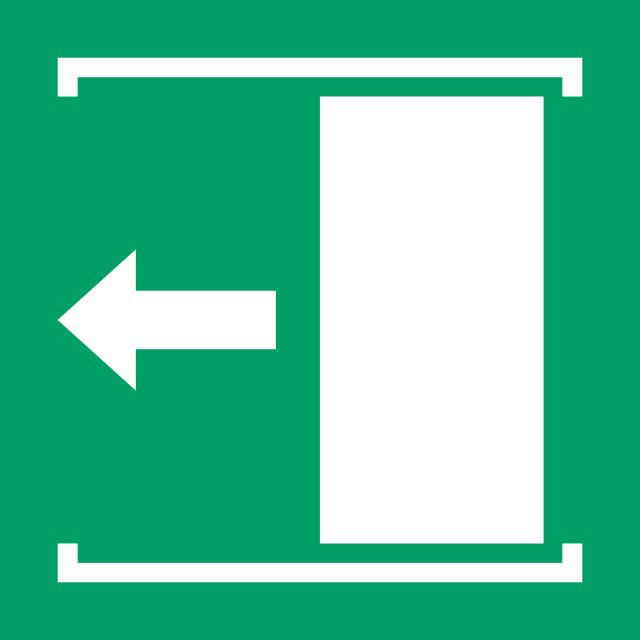 Safety sign Door slides left to open, 300 x 300 mm