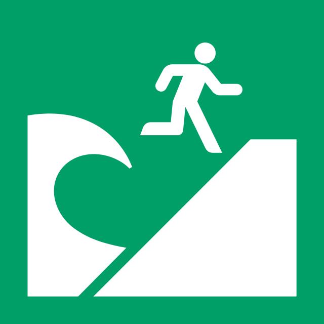 Safety Sign Tsunami Evacuation Area, 300 x 300 mm