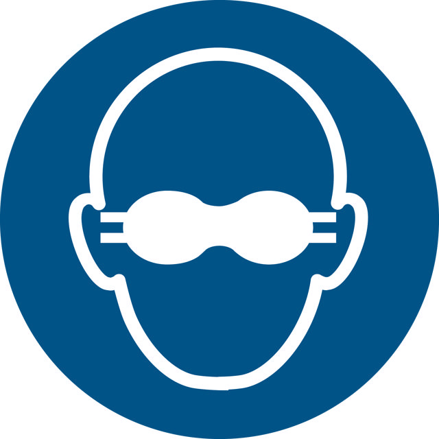 Safety sign Opaque eye protection must be worn, Ø 100 mm