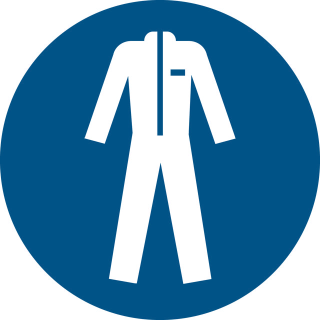 Safety sign Wear protective clothing, Ø 100 mm