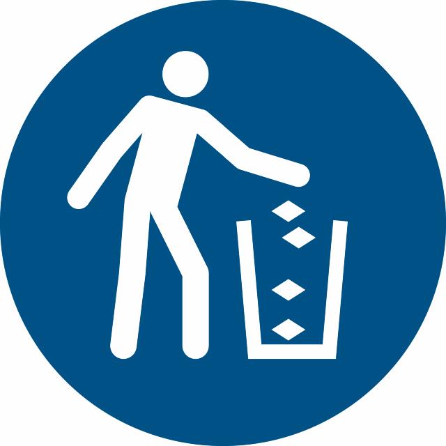 Safety sign Use litter bin, Ø 100 mm