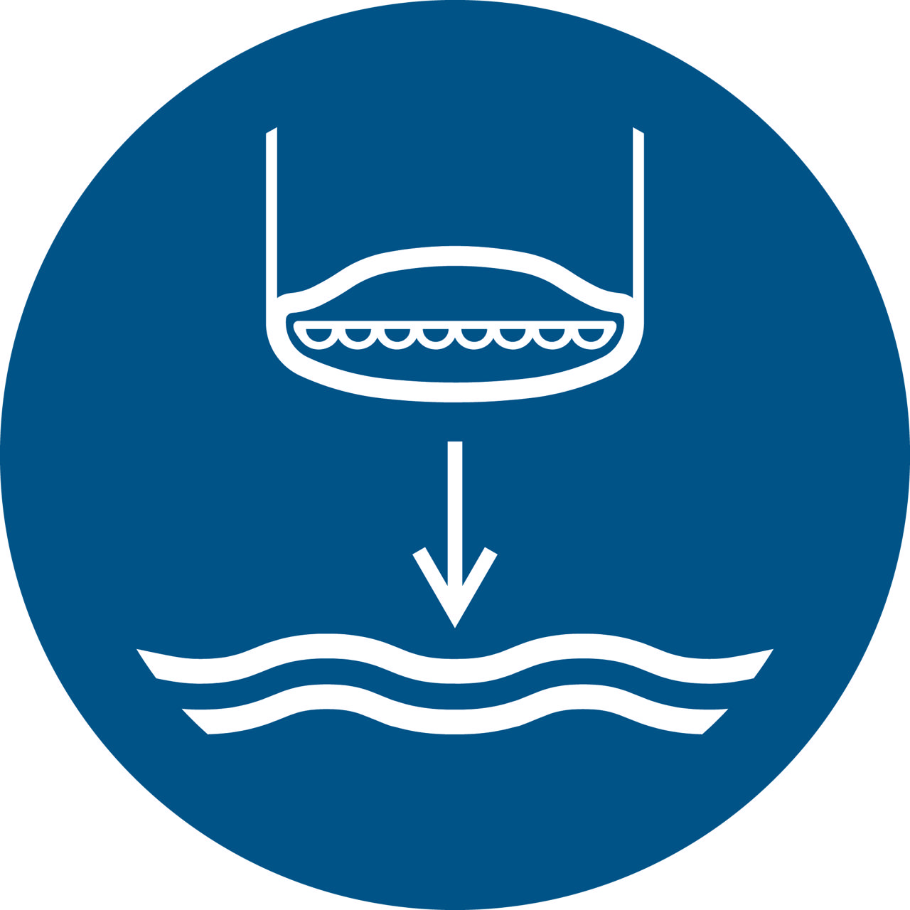 Safety Sign Lower Lifeboat to the Water in Launch Sequence, 100 mm