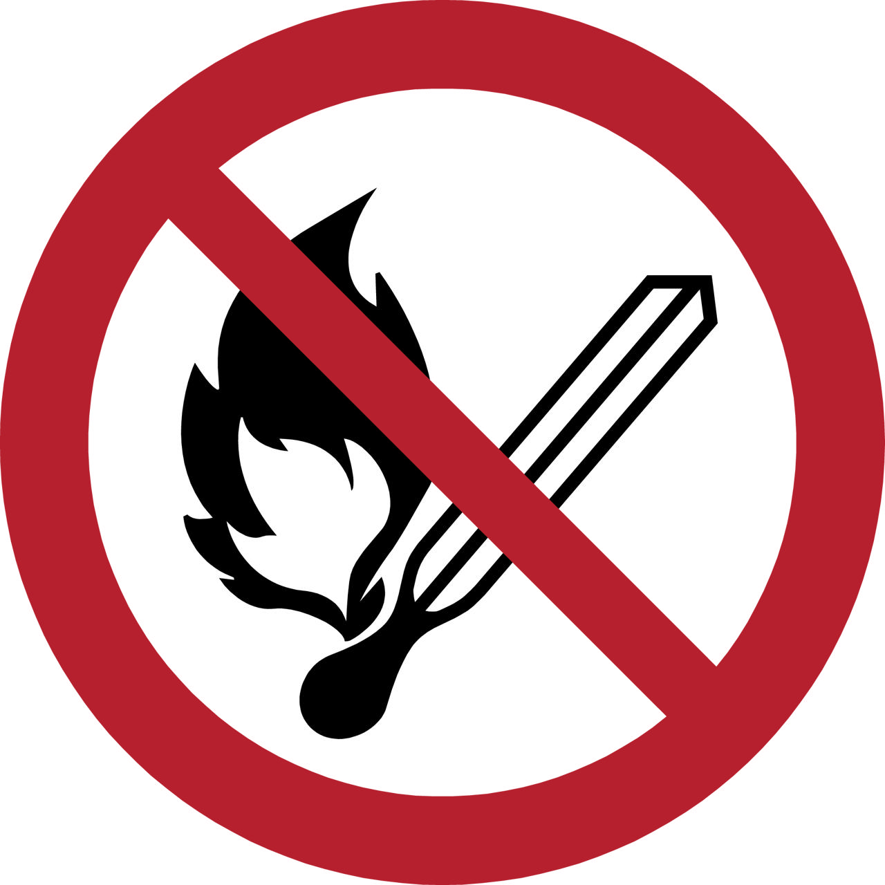 Safety Sign No Open Flame, Fire, Open Ignition Source and Smoking Prohibited, 200 mm